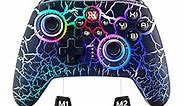 Switch Controller, Wireless Switch Pro Controller for Switch/Switch Lite/Switch OLED, RGB Adjustable LED Wireless Remote Gamepad with Unique Crack/Motion control/Turbo/ALPS Joystick (Black)