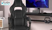 Flash Furniture X40 Gaming Chair Racing Computer Chair with Fully Reclining Back/Arms and Transparent Roller Wheels, Slide-Out Footrest, - Black/Orange