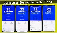 iPhone 13 PRO MAX vs 12 PRO MAX vs 11 PRO MAX vs XS MAX Benchmark Test / ANTUTU Score Test