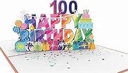 Rykamia 100th Birthday Pop Up Card, 100th Birthday Card for Grandma, 100th Birthday Card For Grandpa, Birthday Card For 100 Year Old Women, Birthday Card For 100th Birthday, 100th Birthday Gifts