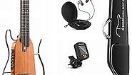 Donner HUSH-I Guitar For Travel - Portable Ultra-Light and Quiet Performance Headless Acoustic-Electric Guitar, Mahogany Body with Removable Frames, Gig Bag,and Accessories