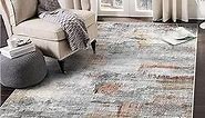vivorug Washable Rug, Ultra Soft Area Rug 8x10, Non Slip Abstract Rug Foldable, Stain Resistant Rugs for Living Room Bedroom, Modern Fuzzy Rug (Gray/Rust, 8'x10')