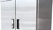 Commercial Freezer 2-Doors Solid Upright Reach in Two Section Stainless Steel NSF 54" Width, Capacity 47Cuft, Restaurant Quality Kitchen -8°F Cold al32Adup1