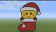 Minecraft Pixel Art - Santa Smiley Face in a Christmas Stocking