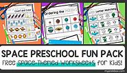 Free Space Themed Preschool Worksheets