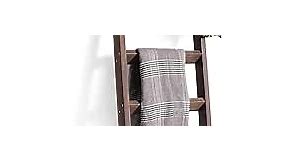 FUIN 5ft (58") Wood Blanket Ladder Living Room Decorative Wall Leaning Farmhouse Quilt Display Holder Rustic Wooden Towel Rack for Bathroom, Brown