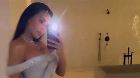 Kim Kardashian Channeled a Winter Princess in Her Column Gown at the 2023 Christmas Eve Party