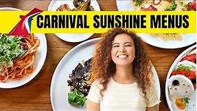 Carnival Sunshine Menus and Food Highlights - Included Food & Specialty Dining