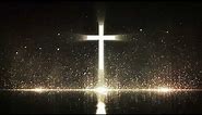 Golden Particles Rising and Reflection in Water || Holy Light Cross Video Background Loop