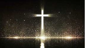 Golden Particles Rising and Reflection in Water || Holy Light Cross Video Background Loop