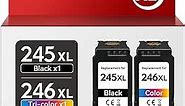 245XL 246XL Ink for Canon 245 and 246 PG-245XL/ CL-246 XL Ink Cartridges, Used for Pixma MG3022 TS3322 MG2522 TR4520 MX490 TS202 MX492 iP2820 TS302 MG2520 Printer (1 Black,1 Tri-Color)