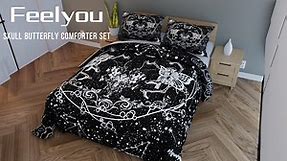 Gothic Butterfly Bedding Set Galaxy Skull Comforter