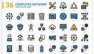 36 Computer Network Icons x 3 Styles