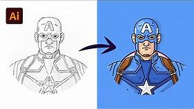 Adobe Illustrator Tutorial: Draw Captain America from Sketch (HD)