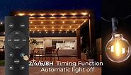 addlon 104FT(98+6) Solar String Lights Outdoor Waterproof with Remote, G40 Solar Powered String Lights with 54 LED Shatterproof Bulbs, 3 Light Modes, Dimmable Solar Lights for Outside Backyard Party