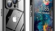 Temdan for iPhone 14 Pro Case Waterproof, [Built-in Screen Protector][IP68 Underwater][15FT Military Dropproof][Dustproof][Real 360] Full Body Shockproof Protective Phone Case 6.1'' - Black/Clear