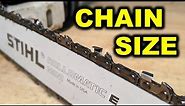 CHAINSAW 101 - How to buy the proper chain for a saw - Drive Links Pitch Gauge Cutter correct size