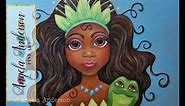 Tiana (Princess and the Frog) Acrylic Painting | Big Eye Disney Princesses Art Crawl Collab