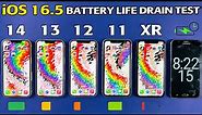 iPhone 14 vs iPhone 13 vs 12 vs 11 vs XR BATTERY LIFE DRAIN TEST in 2023 - iOS 16.5 Battery Test
