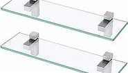 KES Glass Shelf for Bathroom, 15.8-Inch Bathroom Wall Shelf with Rectangle Tempered Glass and Brushed Nickel Bracket, Glass Bathroom Shelves 2 Pack, BGS3201S40-2-P2