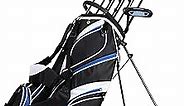 Precise S7 Tall Men’s (6'1" to 6'4") Right Handed Complete Golf Club Set Include 460cc Driver, 3 Wood, 5 Wood, 24* Hybrid, 5-9 PW Irons, Sand Wedge, Putter, Deluxe Stand Bag & 4 Headcovers, Black/Blue