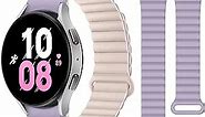 HITZEE Bands Compatible with Samsung Galaxy Watch 6/5/4 Band 40mm 44mm/Watch 6 Classic Band 43mm 47mm/Watch 5 Pro 45mm/Watch 4 Classic, 20mm Silicone Magnetic Sport Strap for Women Men, Purple Pink
