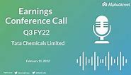 Tata Chemicals Limited Q3 FY22 Earnings Concall