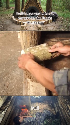 Build a secret shelter to survive in the Forest Wolf's lair #survival #bushcraft #shelter #camping #forest | MSMAY Survival
