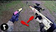 Guy Using $1250 REAL CS:GO AWP Dragon Lore and Glock Fade in Airsoft War