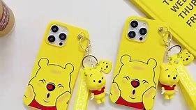 iFiLOVE for Samsung Galaxy A54 5G Winnie The Pooh Case with Charm Pendant Strap, Girls Boys Women Kids Cute Cartoon Character Wristband Bracelet Slim Soft Protective Case Cover Yellow