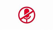 No Recording Audio Sign Animation. Caution Symbol of Music Prohibition, mute microphone and restricted sound