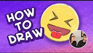 Kids! Learn how to draw an emoji! It's easy to draw a happy, tongue-out emoji—even for beginners!