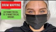 BROW MAPPING Tutorial. How to fix uneven brows for POWDER BROWS technique