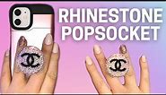 HOW TO MAKE A RHINESTONE POPSOCKET // DIY Chanel Logo Bling Phone Grip Tutorial for Beginners