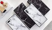 Square Marble Case for iPhone Xs Max Black White Glossy Cover Slim Soft Flexible TPU Shockproof Trunk Back Shell (iPhone Xs Max, Black)