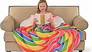 Rainbow Lollipop Round Sleeping Bag Blanket 60" Diameter, Super Soft Microfiber Sleeping Bag for Kids, Perfect for Couch, Bed, Camp, or Chair