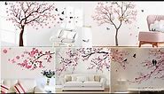 Cherry blossom wall painting design ideas| Cherry blossom wall art tree design| Wall painting design