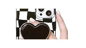Black Checkered Phone Case, Heart Stand Plaid Phone Case iPhone 14 Pro, Non-Slip Pattern Design and Shock Absorption, Soft Silica Gel Frame Support Phone Case for Teen Girls, Sisters, Wife and Women