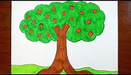 Drawing An Apple Tree | Coloring Page For Kids
