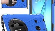 BRAECNstock Samsung Galaxy Tab E 8.0 Case (SM-T375/T377/T378), Heavy Duty Shockproof Protective Cover with 360° Stand&Hand Strap,Shoulder Strap,Samsung SM-T377A/T377V/T378V Tablet Case for Kids,Blue
