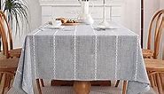 GSG Rustic Linen Table Cloth Boho Style Grey,Kitchen Dining Room Tablecloths for Rectangle Tables, Washable Wrinkle Resistant,54 x 72 inches