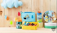 Zak Designs Bluey Reusable Plastic Bento Box with Leak-Proof Seal, Carrying Handle, Microwave Steam Vent, and Individual Containers for Kids' Packed Lunch (3-Piece Set)