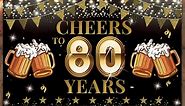 80th Birthday Decorations Banner for Men Women, Cheers To 80 Years Birthday Party Sign, 80 Years Old Birthday Backdrop, Black Gold 80th Anniversary Photo Props for Outdoor Indoor, Large, Vicycaty