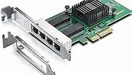 10Gtek 1000Mbps Gigabit Ethernet Converged Network Adapter (NIC) with Intel I350 Chip | Ethernet PCI Express NIC Network Card | Quad Copper RJ45 Ports | PCI Express 2.1 X4 | Compare to Intel I350-T4