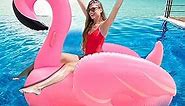TURNMEON 52" Large Inflatable Pool Float Party Toys with Sturdy Handles, Summer Beach Floaties Swimming Pool Inflatables Ride-on Pool Toys Raft Lounge for Adults Kids Teens (Flamingo and Unicorn)