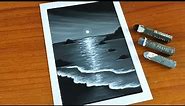 Black beach Oil Pastel Painting for beginners | Easy Oil Pastel Drawing Tutorial