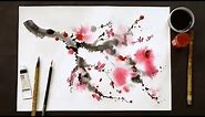 Chinese painting technique using bamboo brushes and watercolor paints