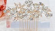 Sparkly Bridal Hair Side Comb With Rhinestone Wedding Headpiece Bridal Hair Accessories (Rose Gold)