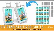Hand Sanitizer Labels Template | Custom Party Favors| Canva TemplateTutorial|DIY Labels