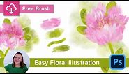 Easy Spring Watercolor Floral Illustration: Photoshop Painting Tutorial & Free Brush Download